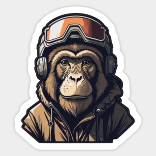 Monkey Wear Winter Sport. Sticker